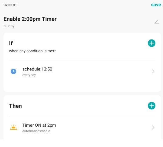 Enable Timer Automation at 1:50pm