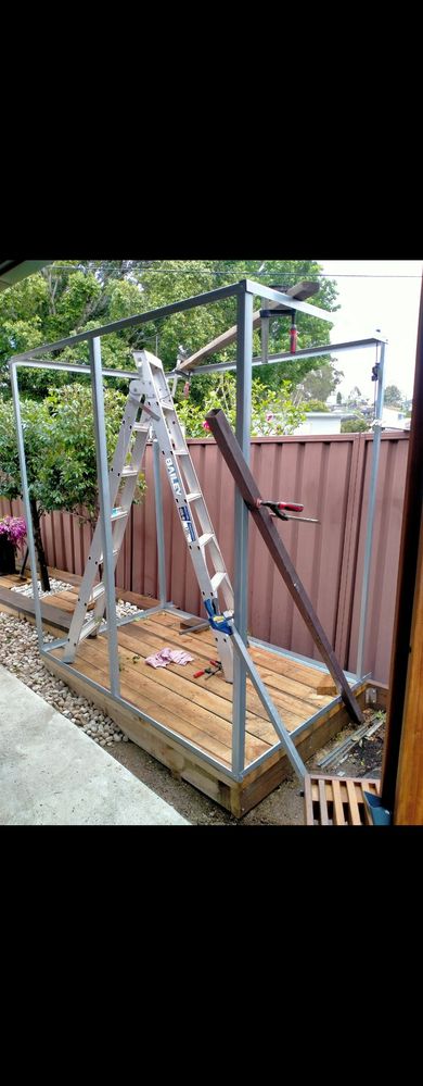 Old aluminium square tubing, sleepers from bunnings