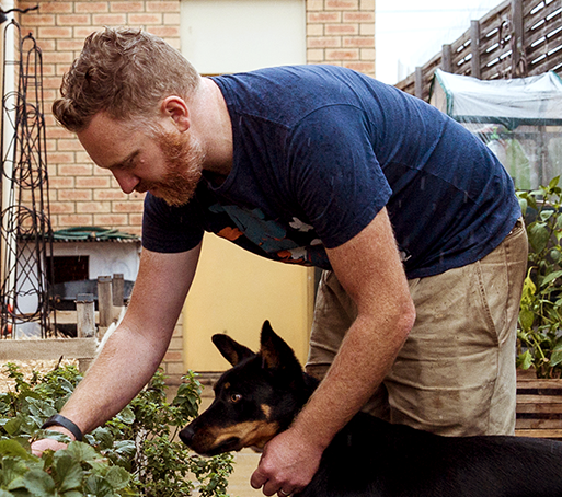 Tim loves growing his own food.