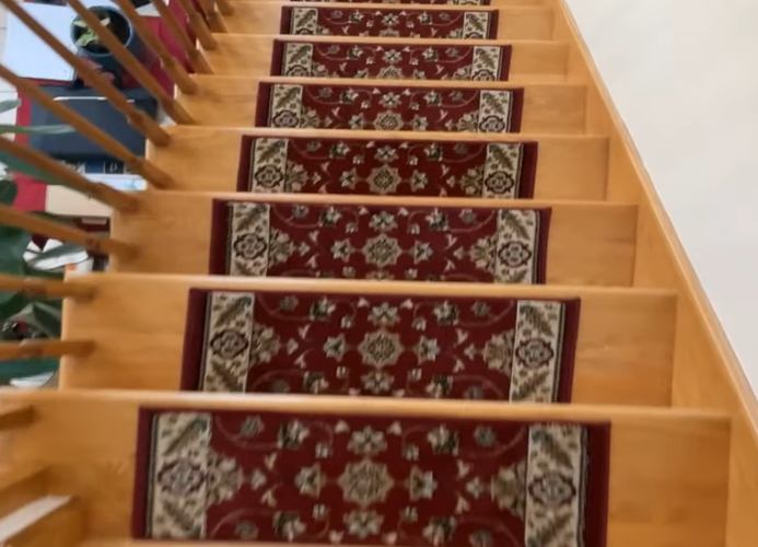 Carpet rectangles glued to steps