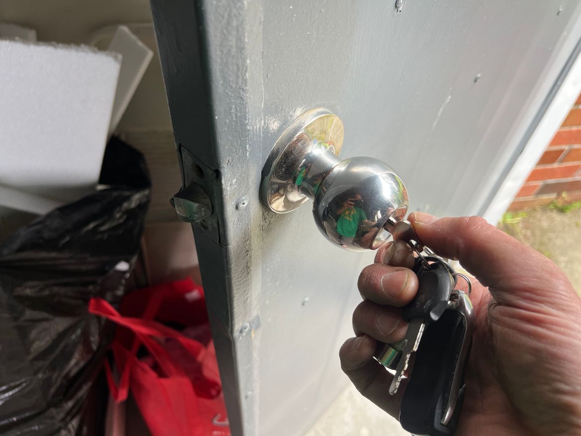 Put the key in the lock but cannot rotate it left or right