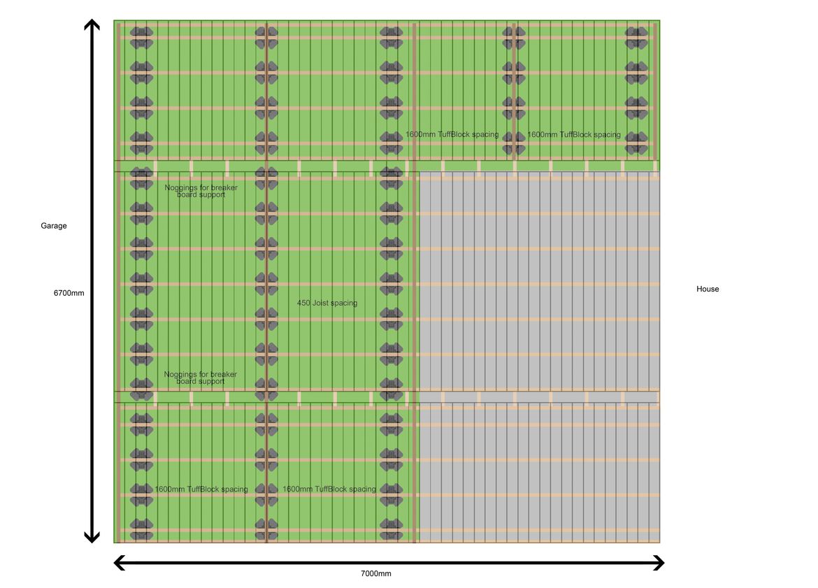 with overlay of decking board layout