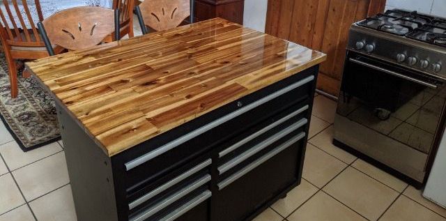 Kitchen island using tool trolley.jpg