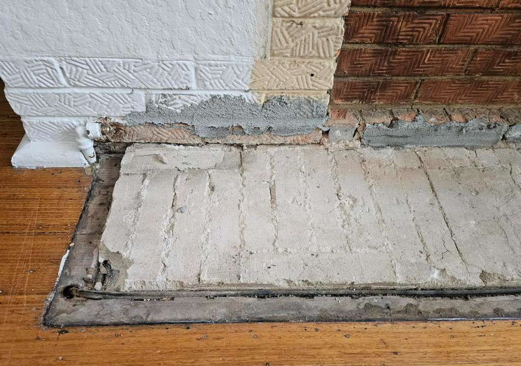 The bricks sit 25mm proud of the floorboards