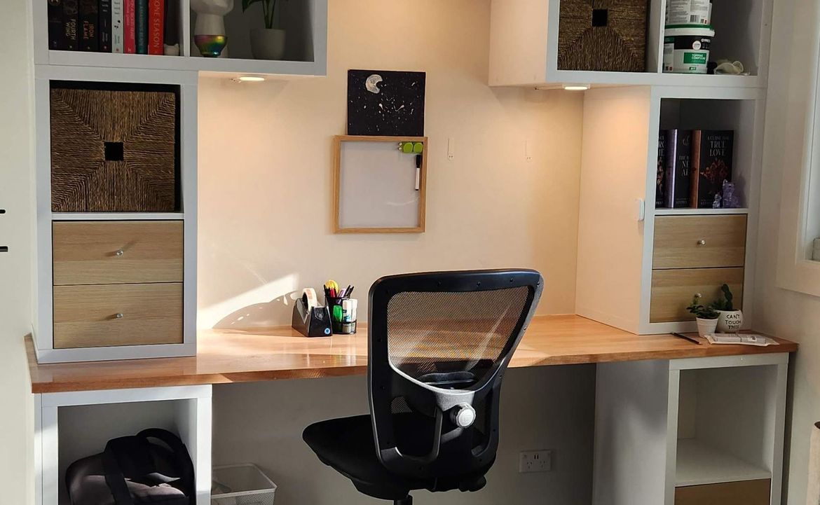 Custom office desk using storage cubes.jpg