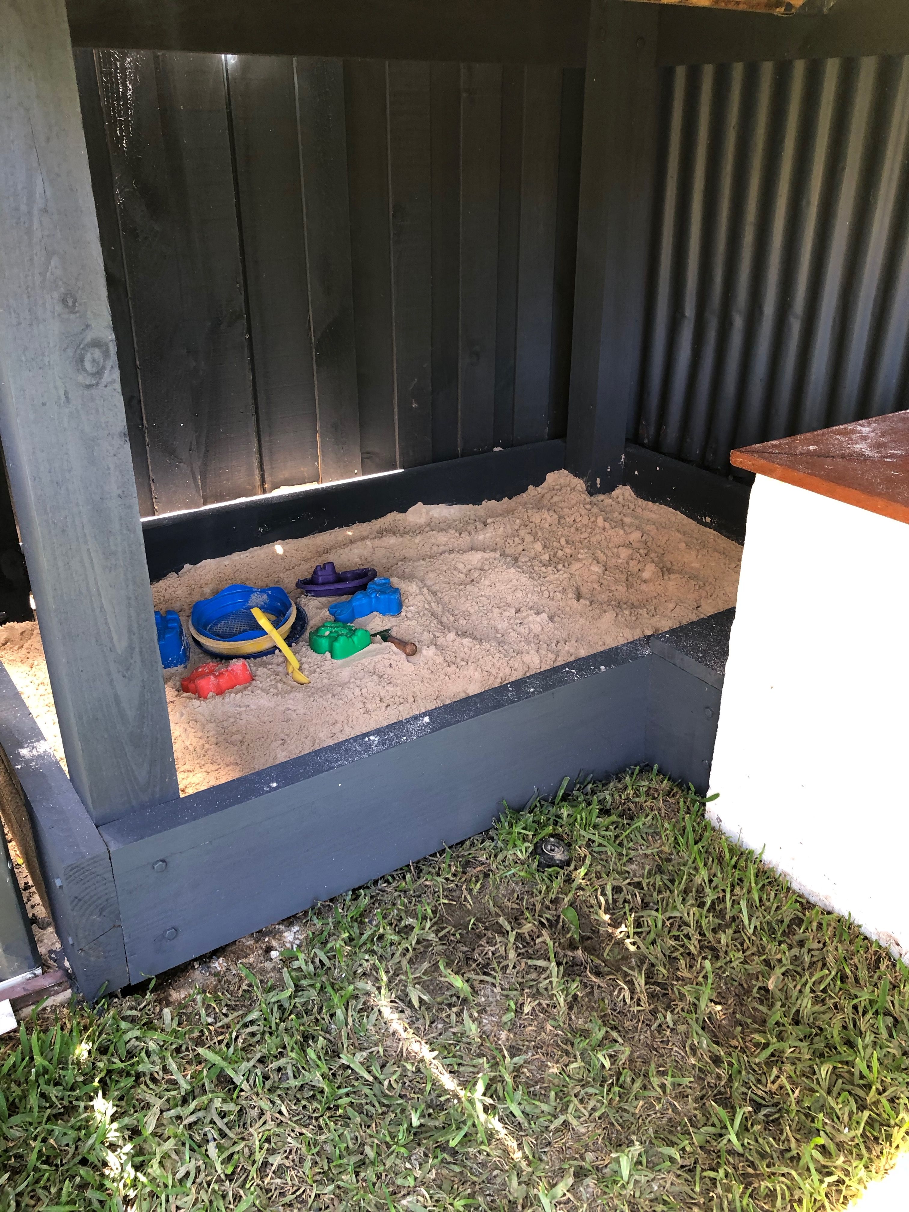 Kids cubby house with sandpit and slide | Bunnings Workshop community