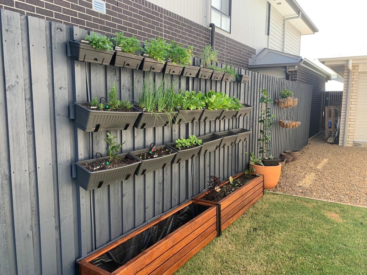 Merbau planter boxes and vertical garden