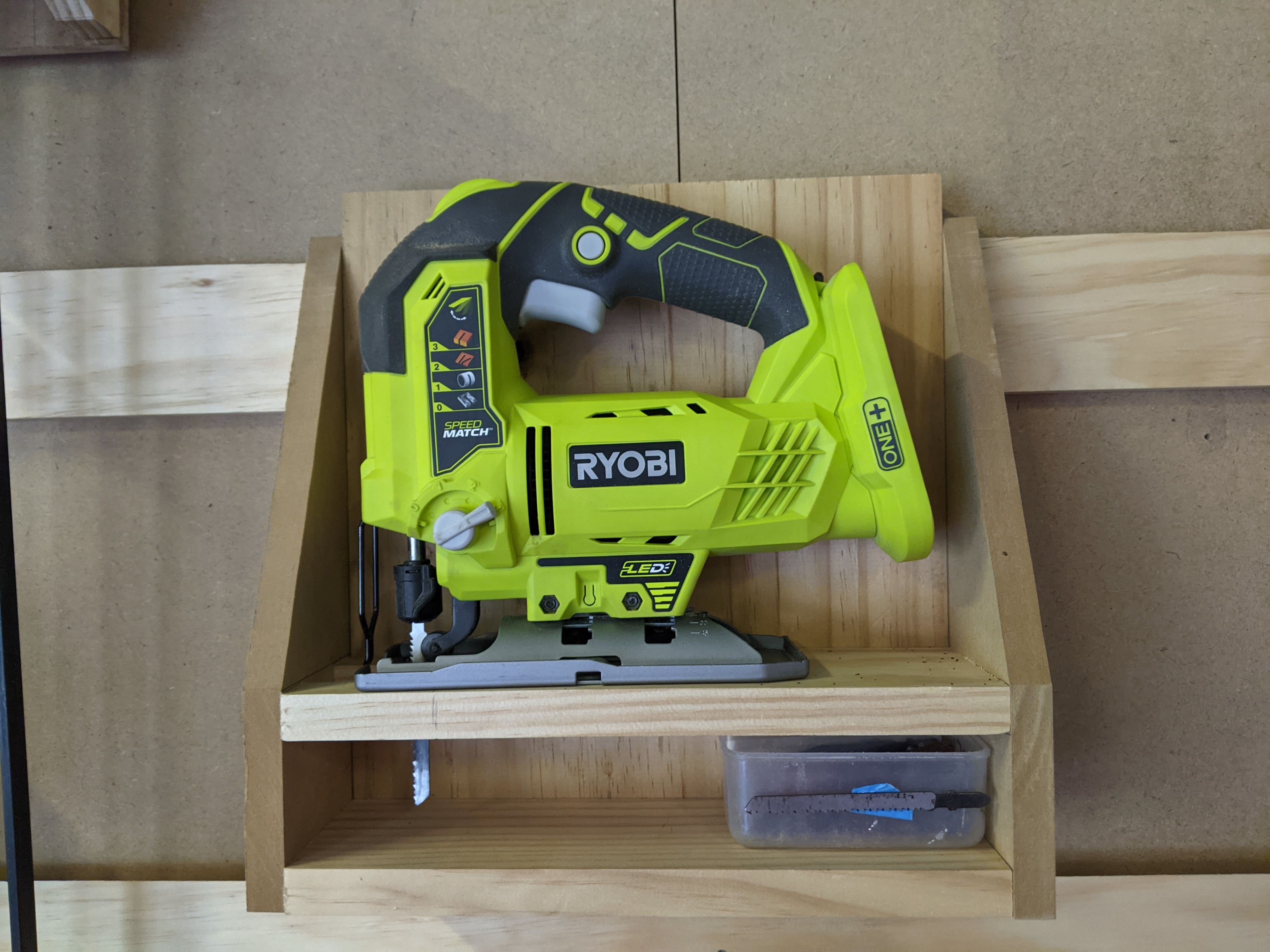 Ryobi power tool storage for the french cleat wall!