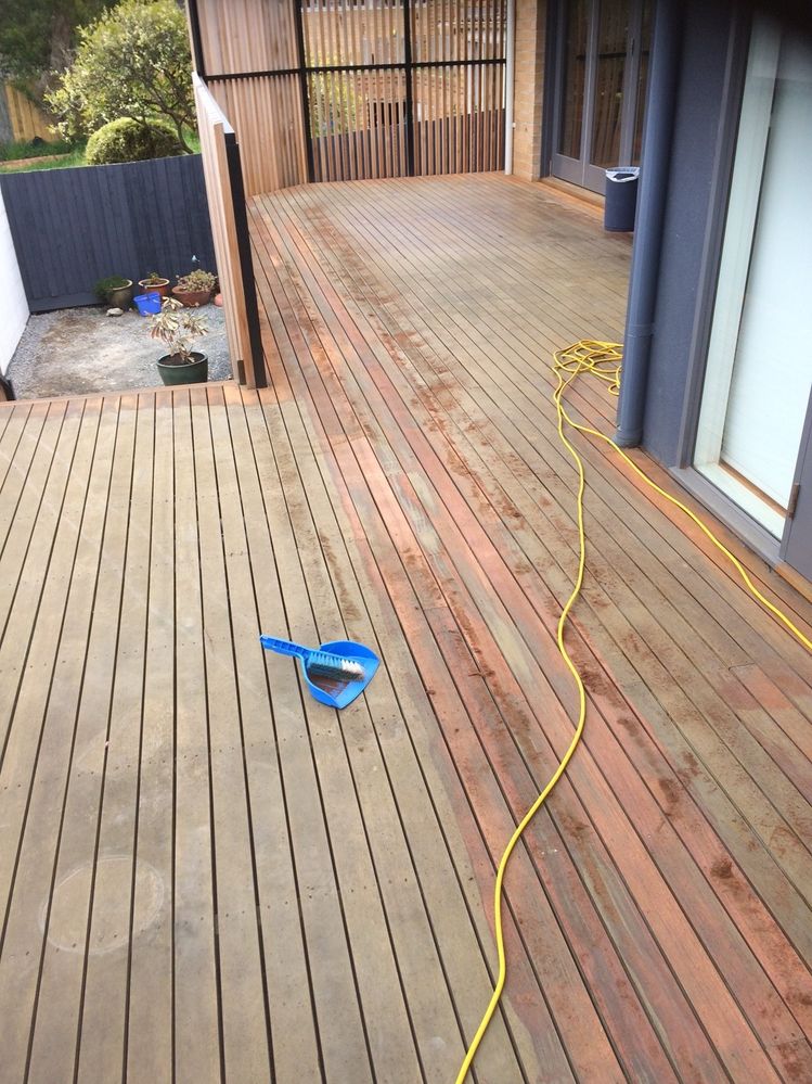 Belt sanding a clearance deck