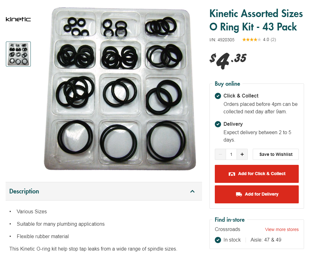 Bunnings rubber hot sale o rings