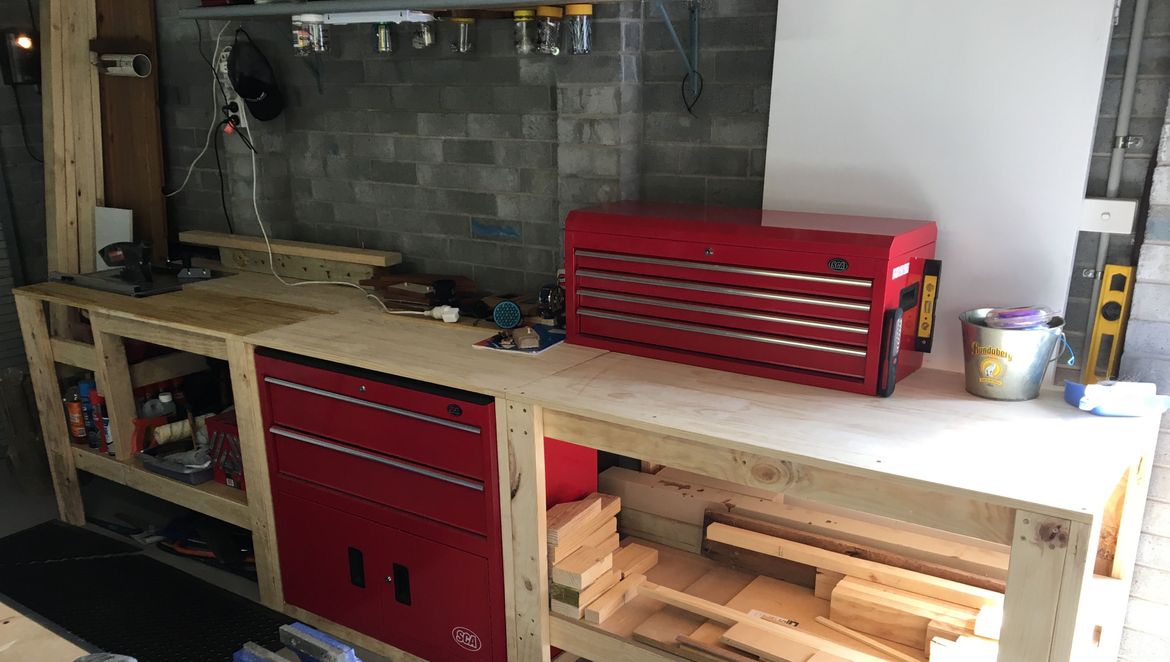 red toolbox workbench