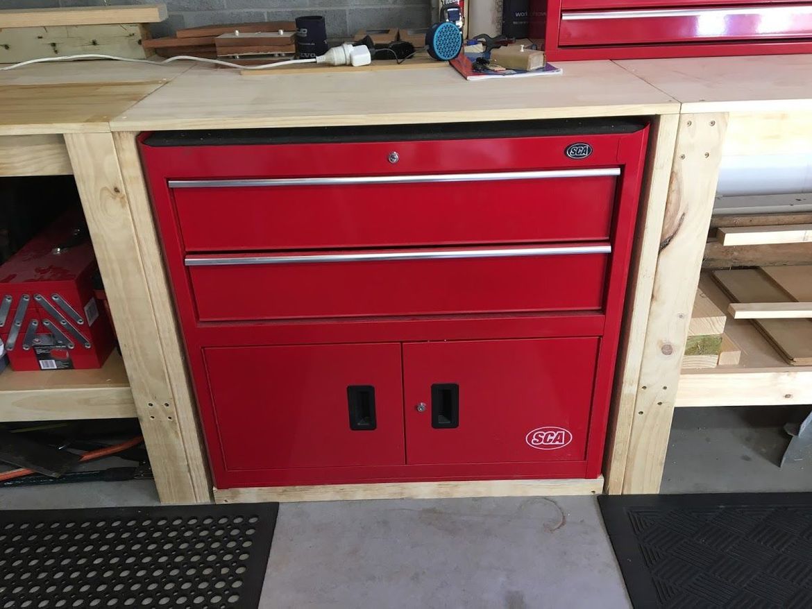 red toolbox workbench