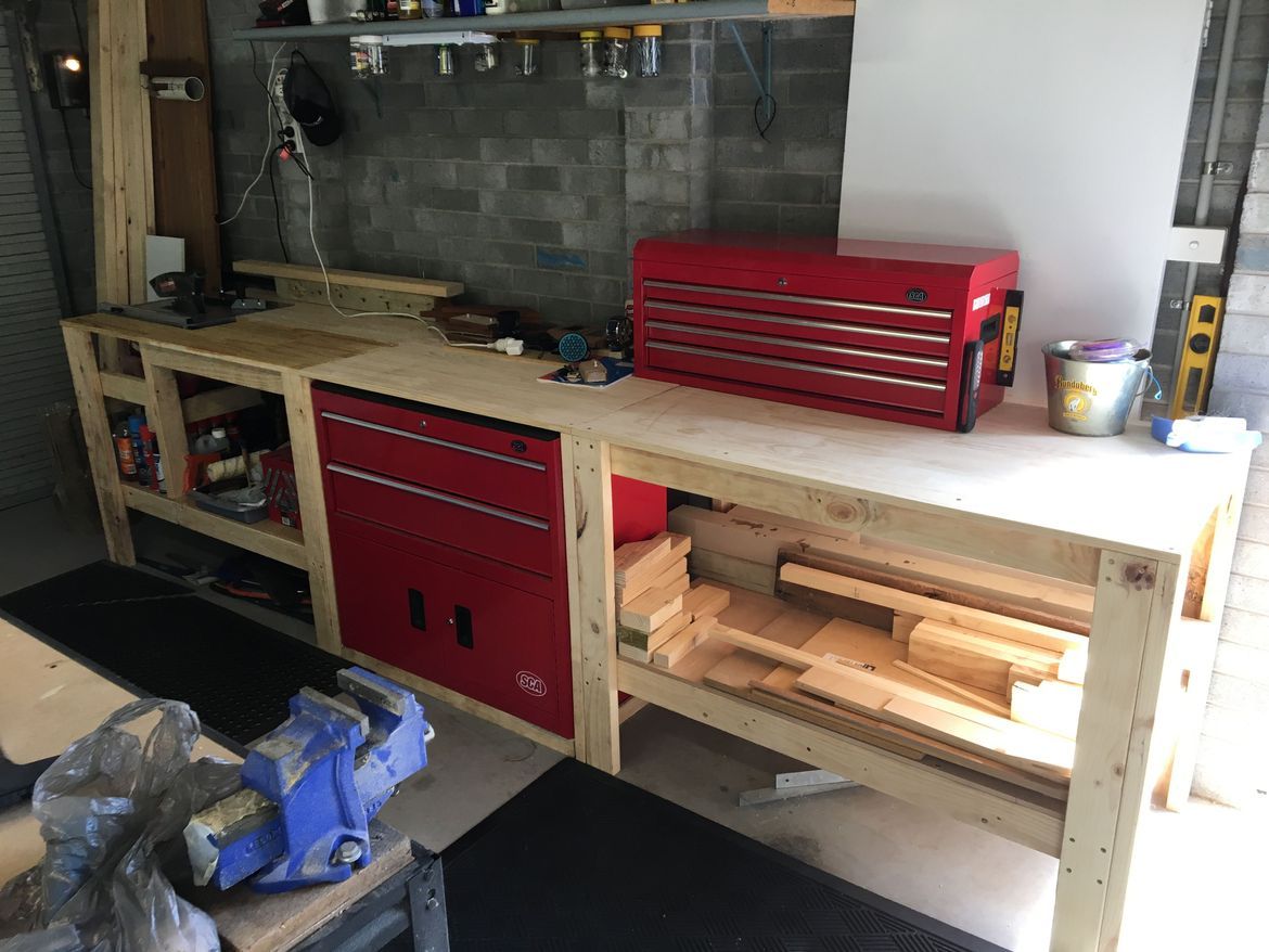 Workbench on wheels with drawers and cup... Bunnings community