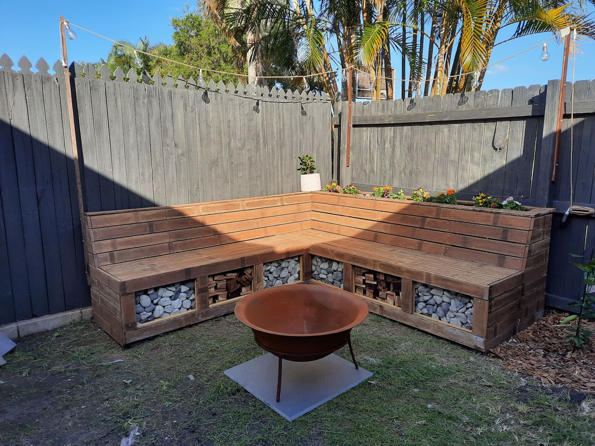 Bench seat with firewood storage Bunnings Workshop community