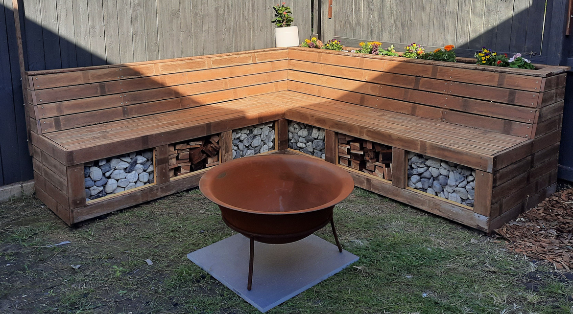 Fire pit bench online seating diy