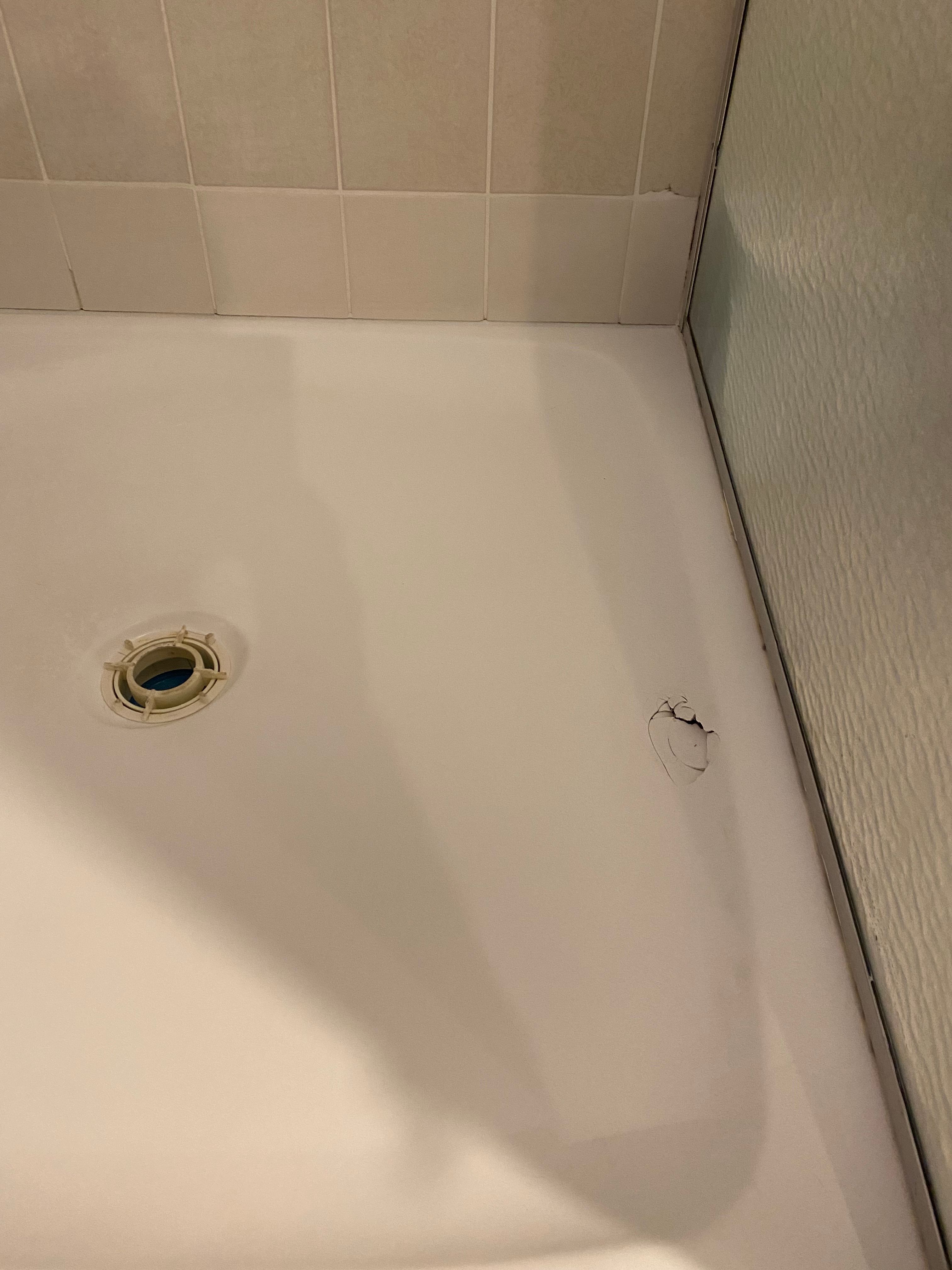 Acrylic shower base deals repairs