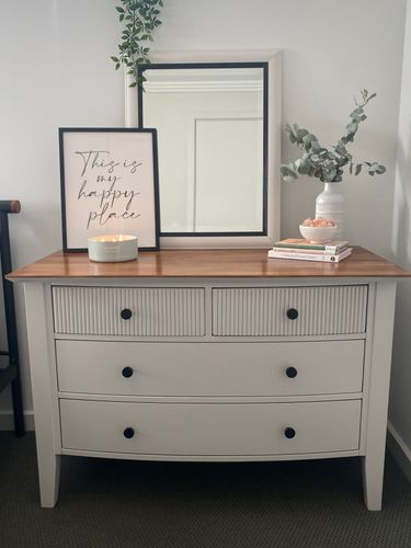 White dresser with on sale dark wood top