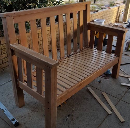 Queen sized bed converted to outdoor cha Bunnings Workshop