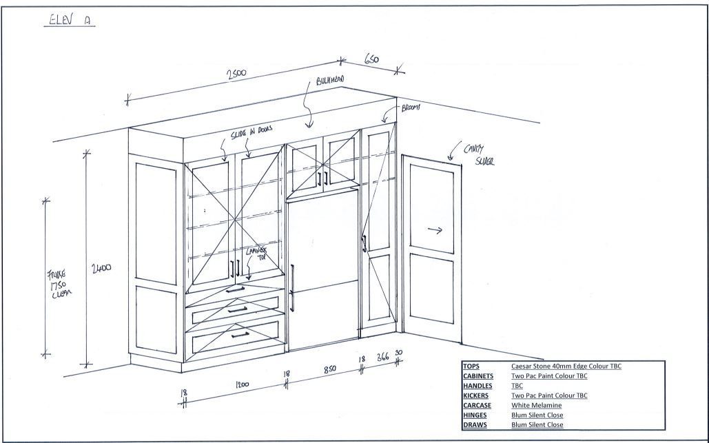 Appliance cupboard & fridge