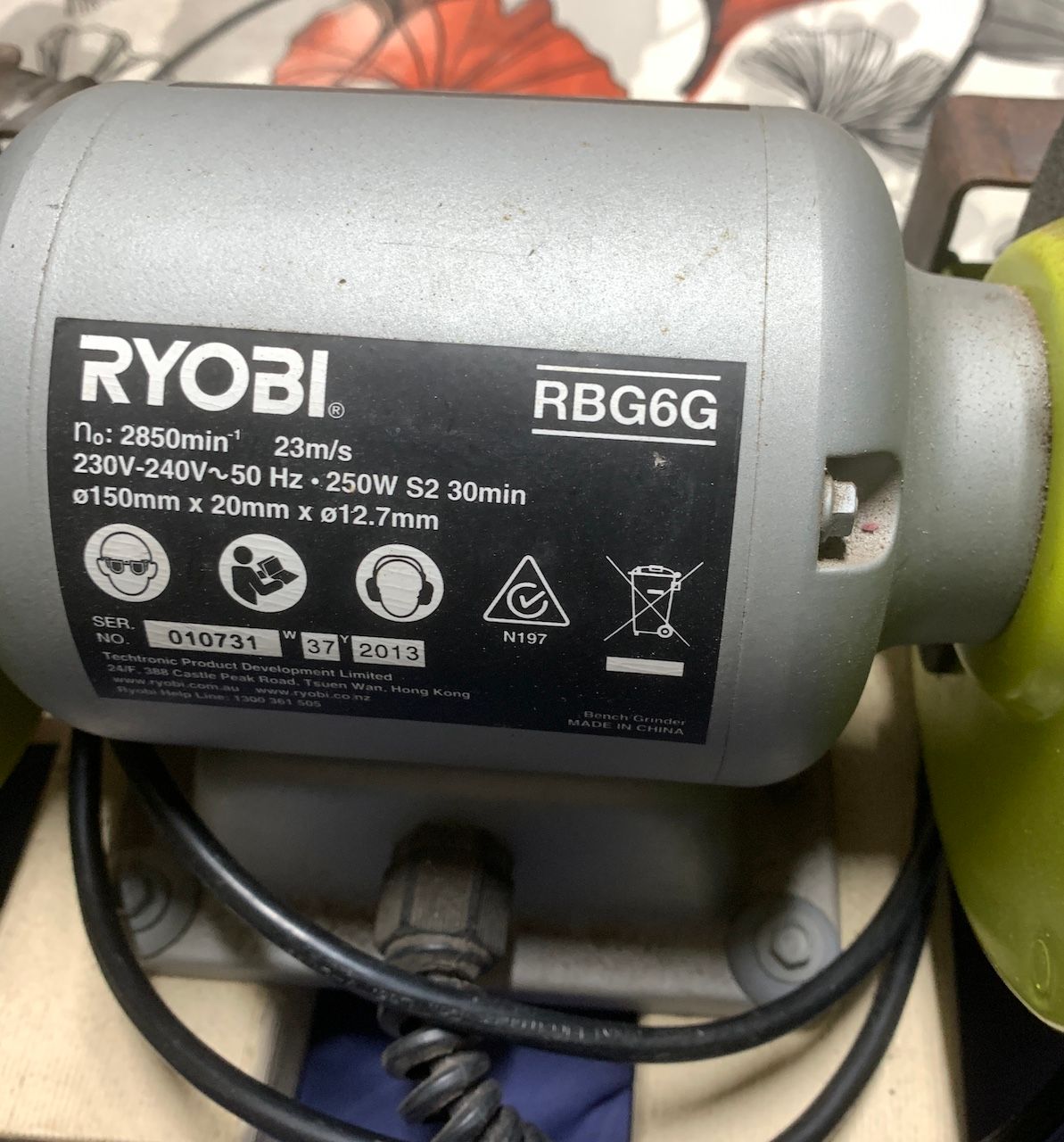 Ryobi 150mm best sale bench grinder