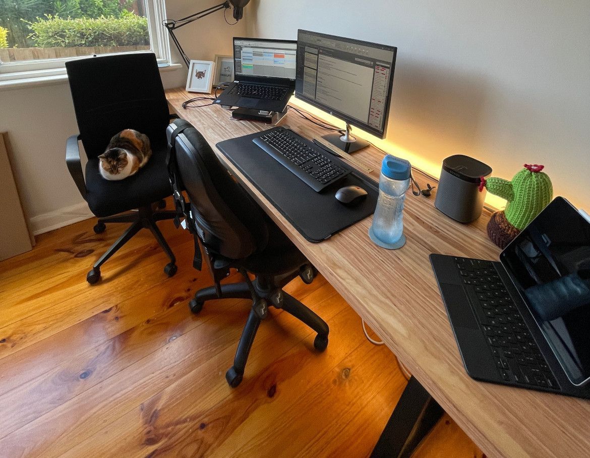 Home office desk with hardwood timber pa