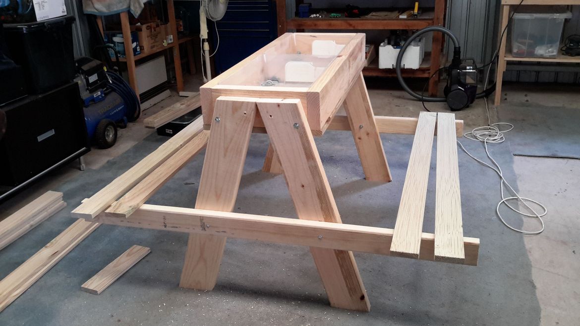 Kids play tables with sand and water tra. Bunnings Workshop community