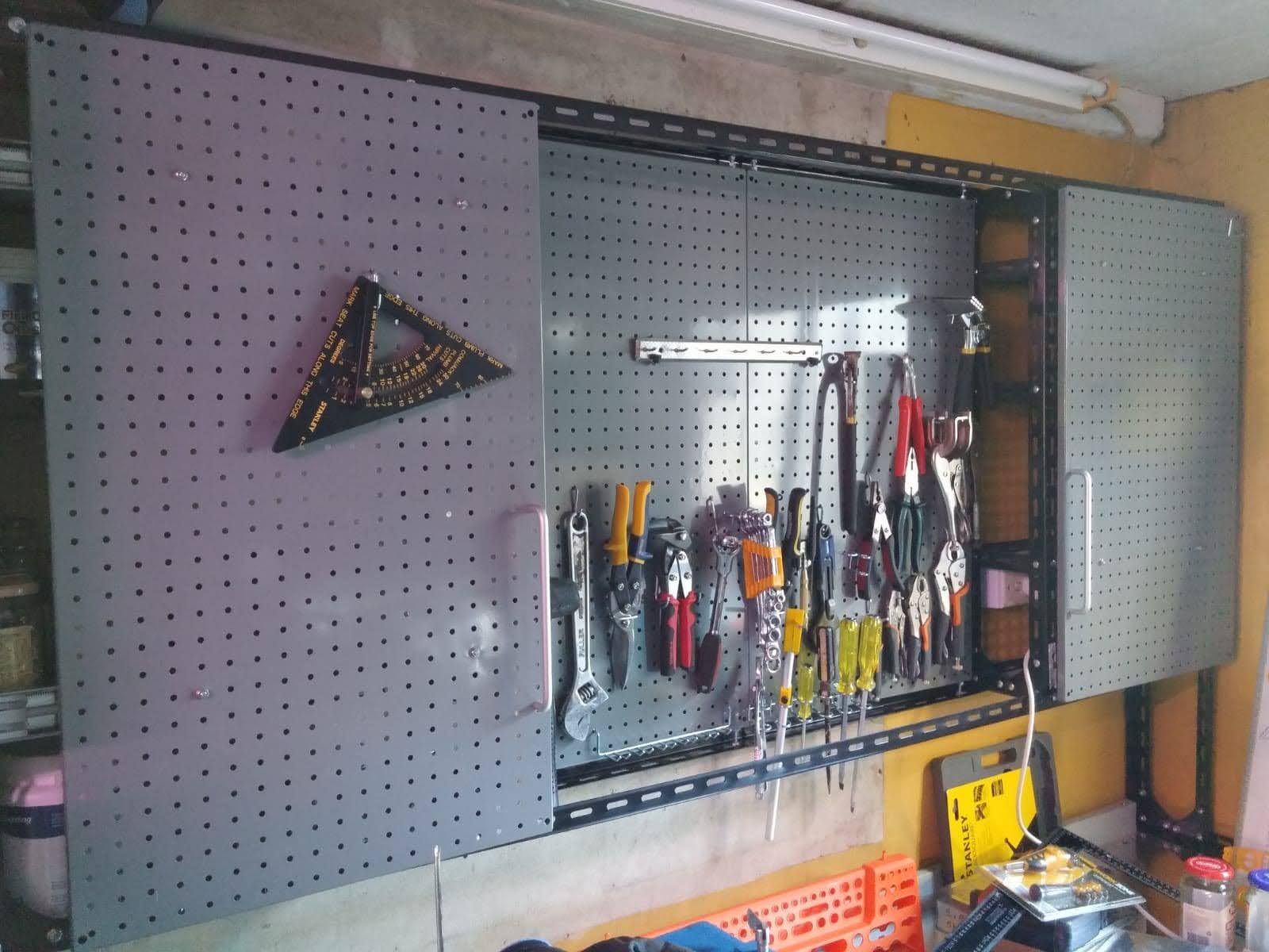 Tools pegboard with sliding door | Bunnings Workshop community