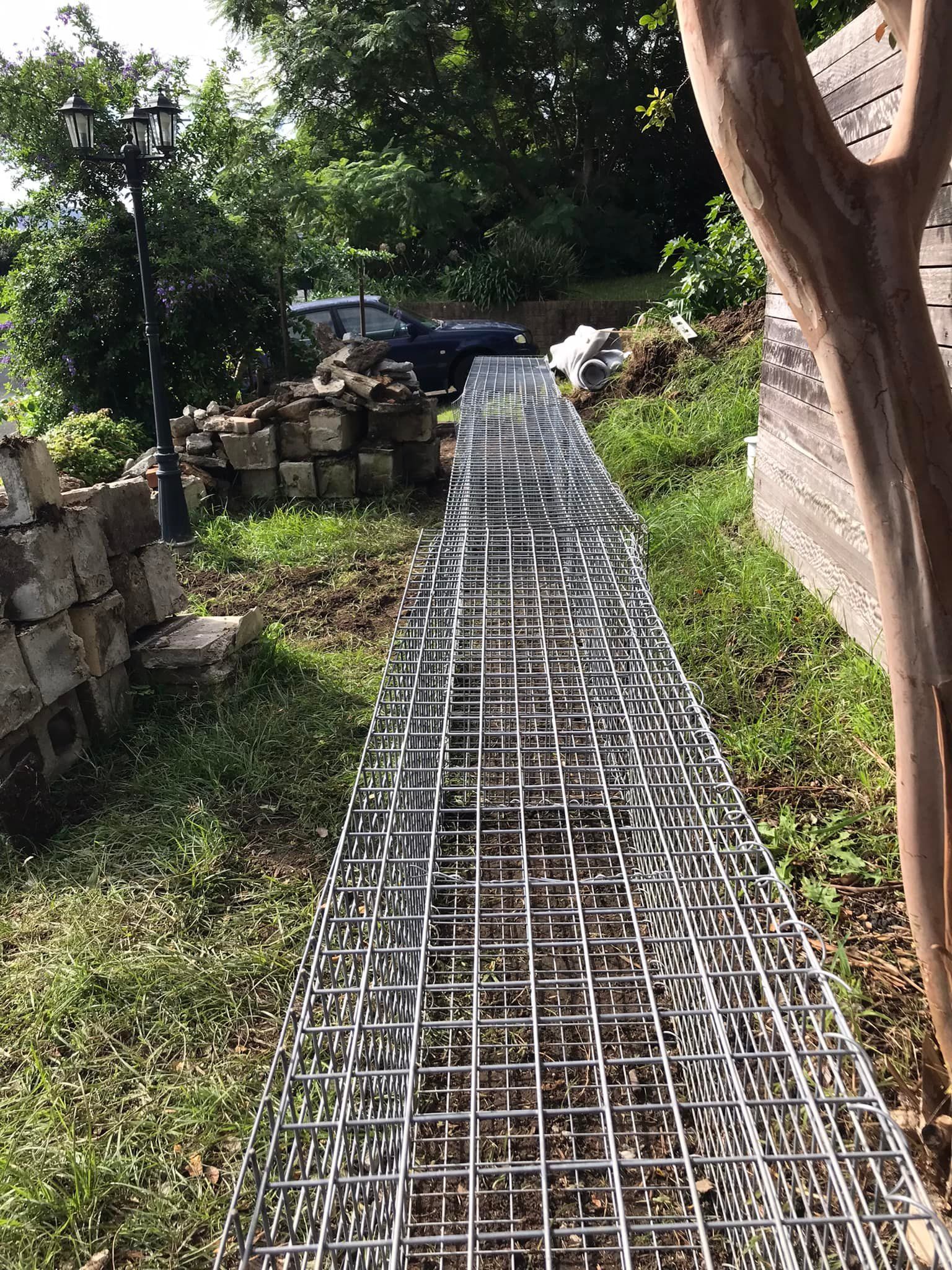 Large gabion retaining wall build Bunnings community