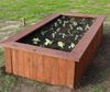 This garden bed was made using pallets and stained with decking oil