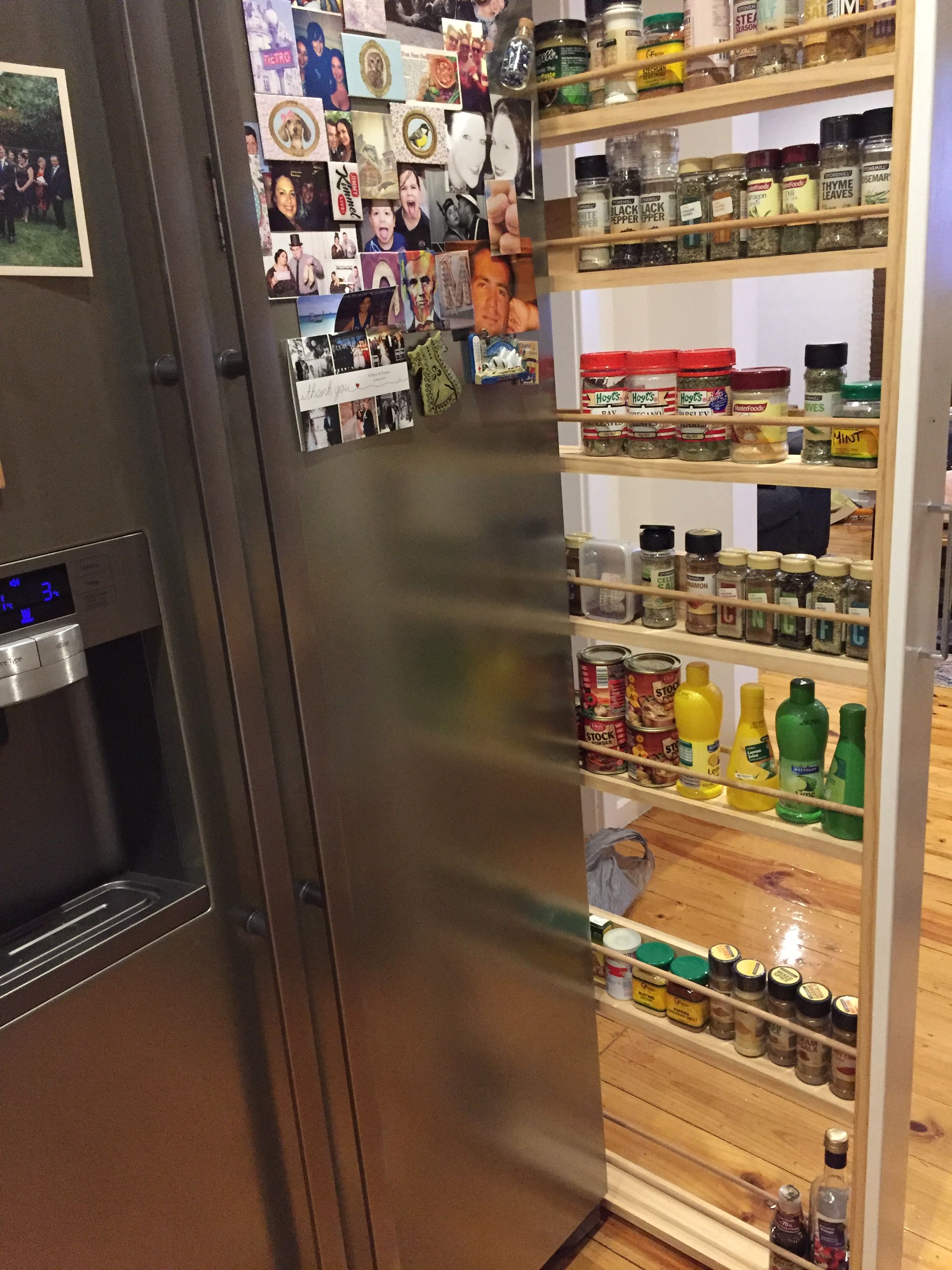 Sliding spice rack next to fridge sale