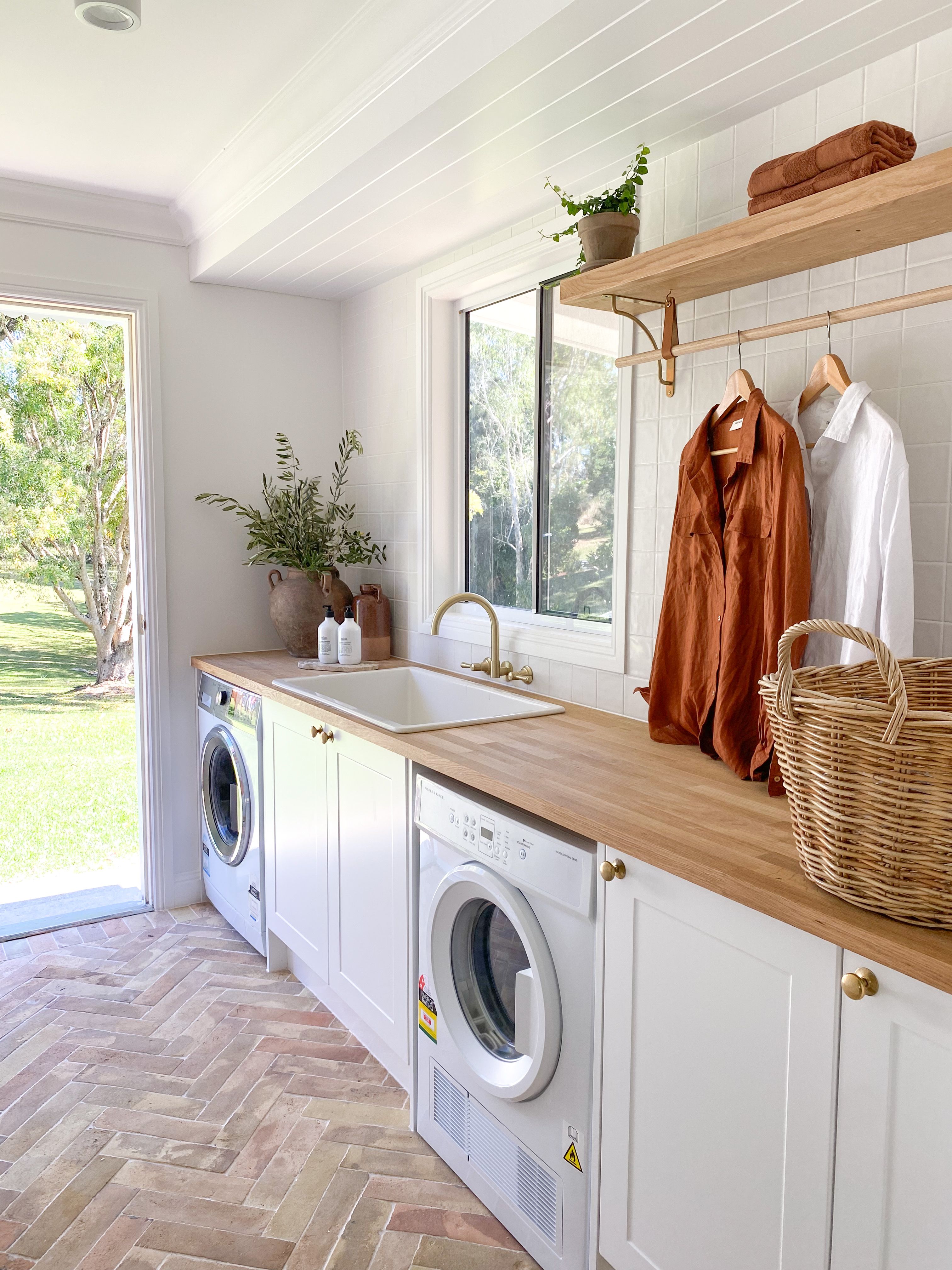 Mediterranean farmhouse laundry reno Bunnings Workshop community