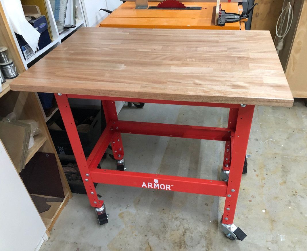 Compact mobile workbench on castors Bunnings Workshop community