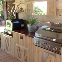 Rustic entertaining area with built-in barbecue