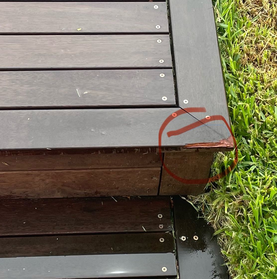 How to fix chipped timber deck? Bunnings community