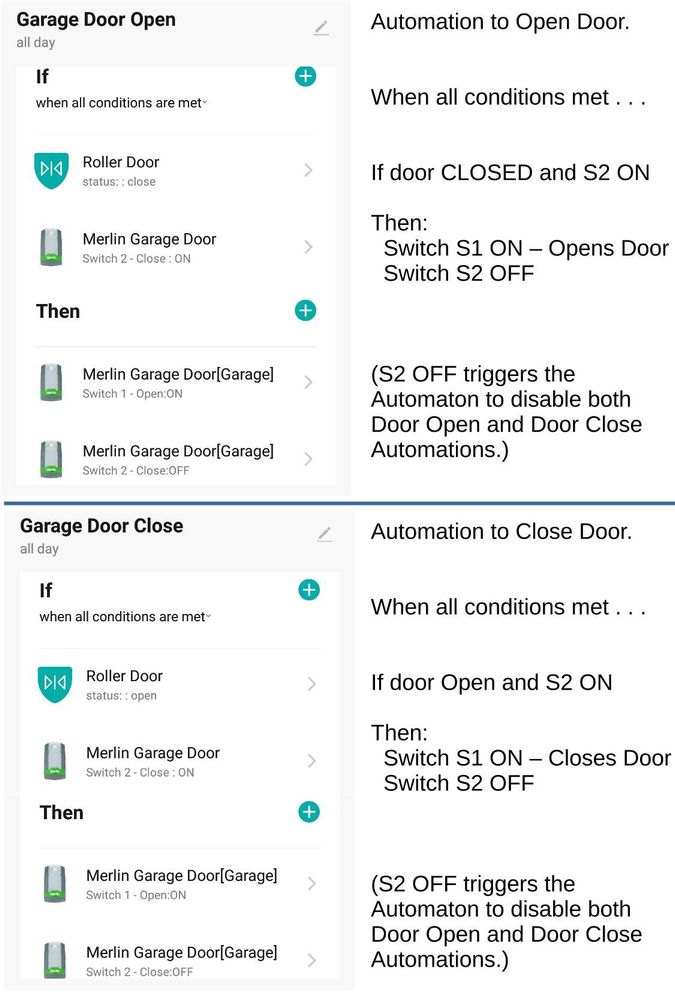 Door Open and Door Close Automations